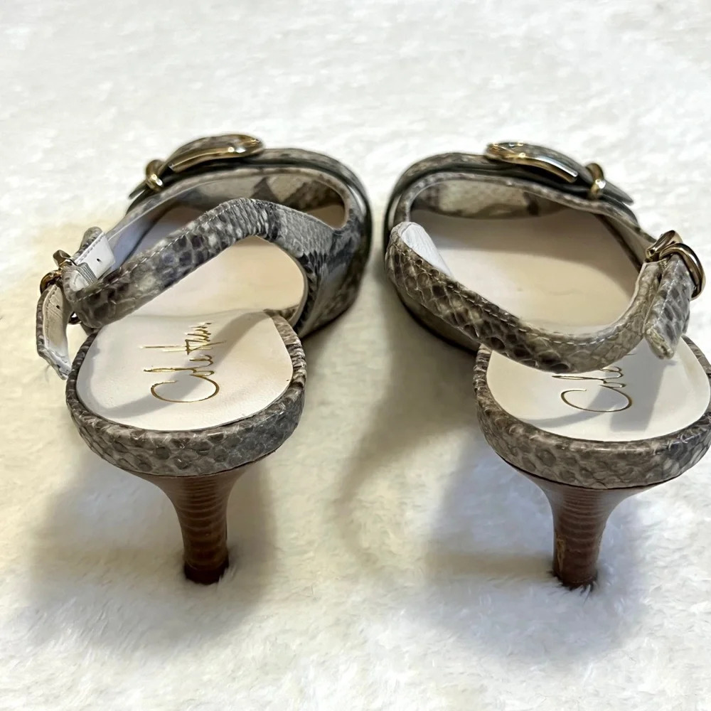 Cole Haan Leather Python Buckle Slingback Heels - 7.5 - Picture 5 of 12